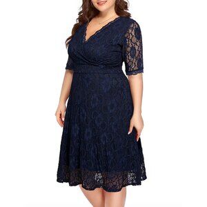 Navy Blue Lace Midi Dress Size 26W Plus Wedding Evening Special Occasion 4X‎